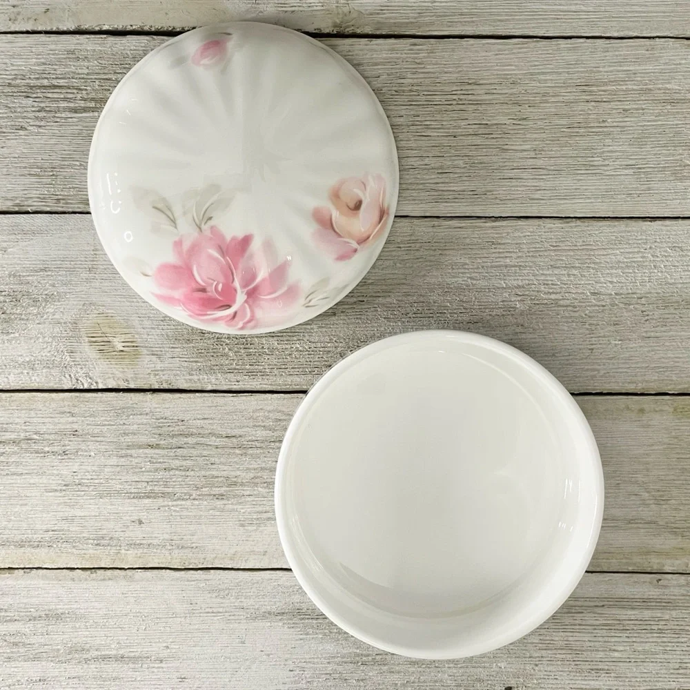 NIKKO Fine Bone China Round Floral Trinket Dish With Lid